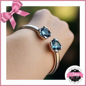 Cuff Bracelet with 2 Blue Crystals